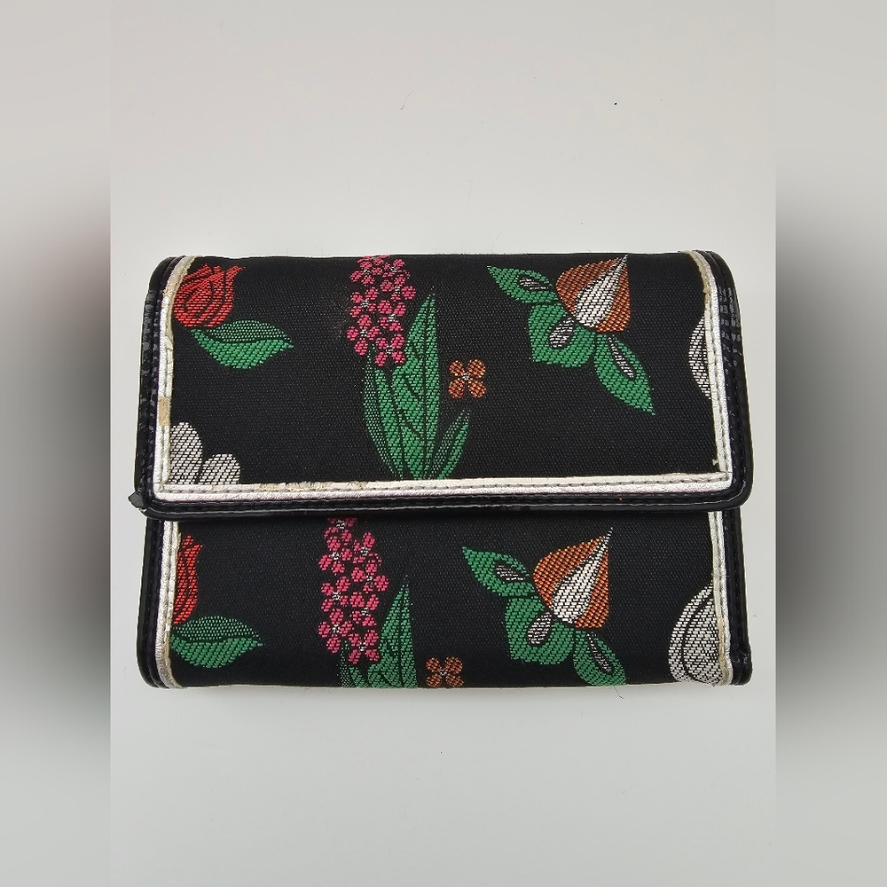Braccialini Italy Leather Continental Wallet 3D Car & Floral Appliqué Zip Around